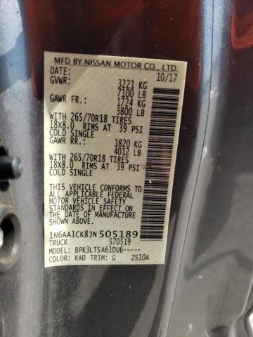 Photo 11 VIN: 1N6AA1CK8JN505189 - NISSAN TITAN S 