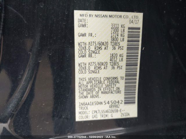 Photo 8 VIN: 1N6AA1E50HN545042 - NISSAN TITAN 