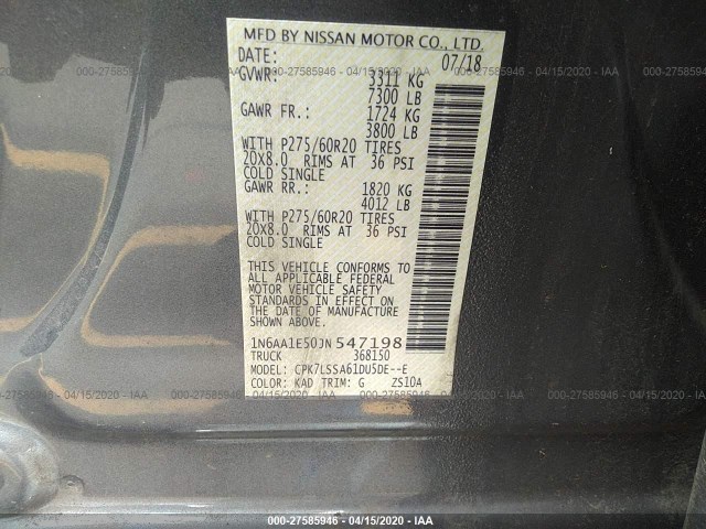 Photo 8 VIN: 1N6AA1E50JN547198 - NISSAN TITAN 