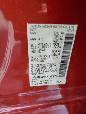 Photo 11 VIN: 1N6AA1E51KN516995 - NISSAN TITAN 