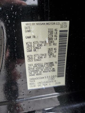 Photo 12 VIN: 1N6AA1E51KN533103 - NISSAN TITAN SV 