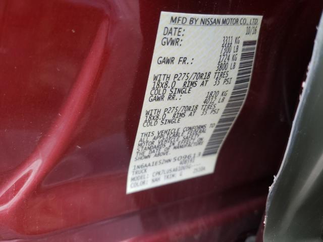 Photo 9 VIN: 1N6AA1E52HN509613 - NISSAN TITAN SV 