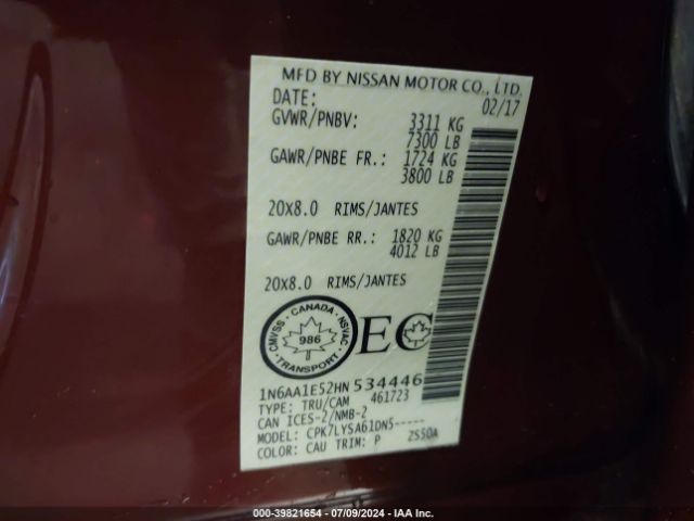 Photo 8 VIN: 1N6AA1E52HN534446 - NISSAN TITAN 