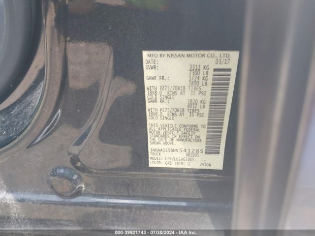 Photo 8 VIN: 1N6AA1E56HN541285 - NISSAN TITAN 