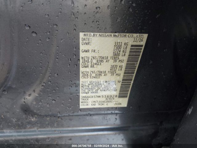 Photo 8 VIN: 1N6AA1E57HN516928 - NISSAN TITAN 