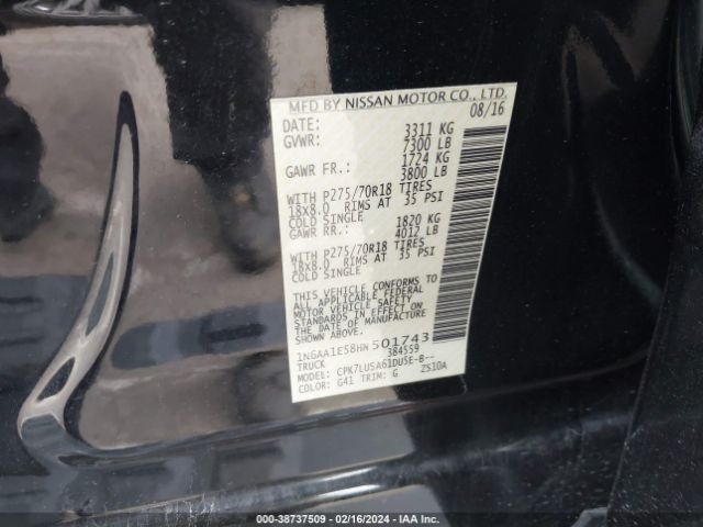 Photo 8 VIN: 1N6AA1E58HN501743 - NISSAN TITAN 