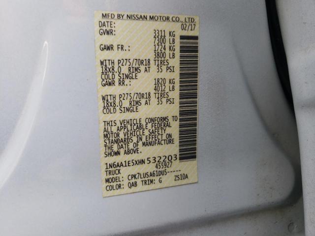 Photo 9 VIN: 1N6AA1E5XHN532203 - NISSAN TITAN SV 