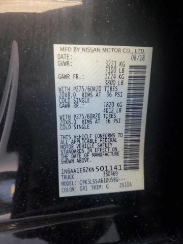 Photo 11 VIN: 1N6AA1E62KN501141 - NISSAN TITAN PLAT 