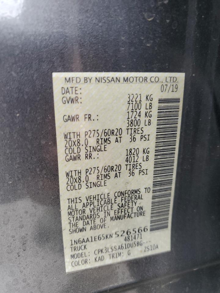 Photo 11 VIN: 1N6AA1E65KN526566 - NISSAN TITAN 