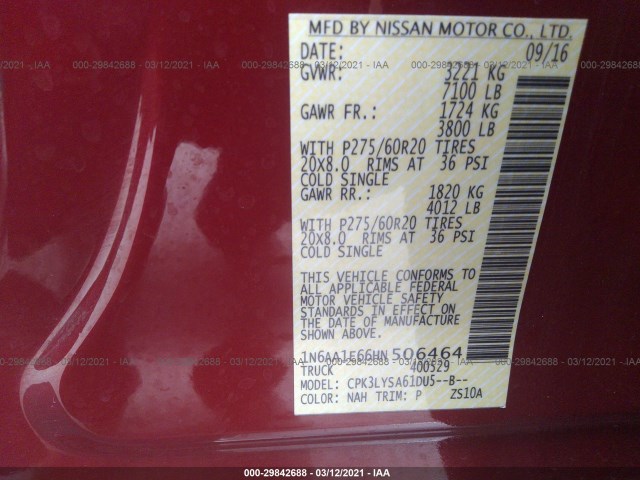 Photo 8 VIN: 1N6AA1E66HN506464 - NISSAN TITAN 