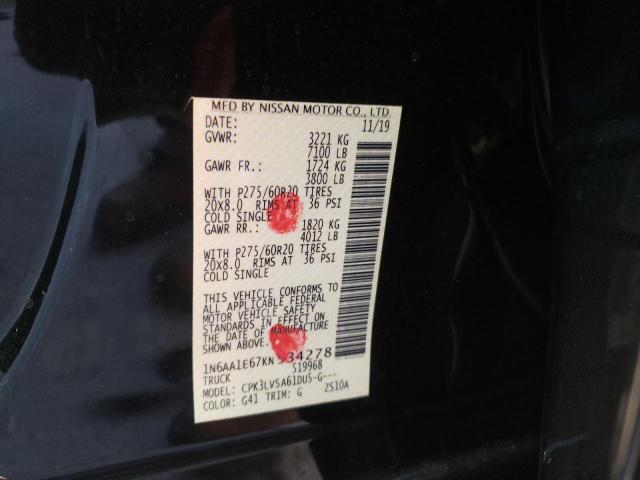 Photo 9 VIN: 1N6AA1E67KN534278 - NISSAN TITAN PLAT 