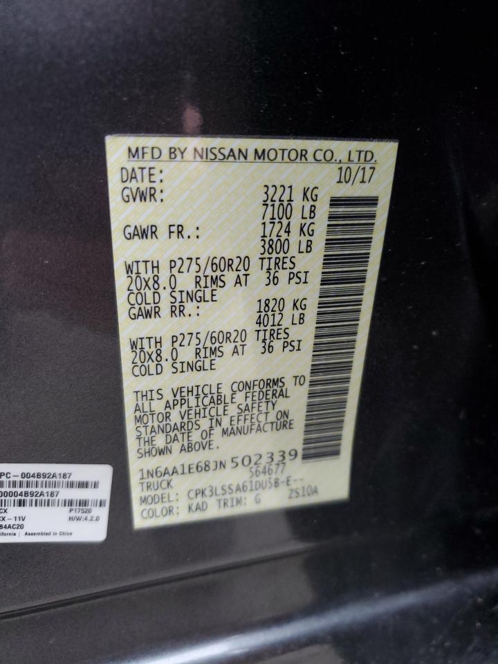 Photo 12 VIN: 1N6AA1E68JN502339 - NISSAN TITAN 