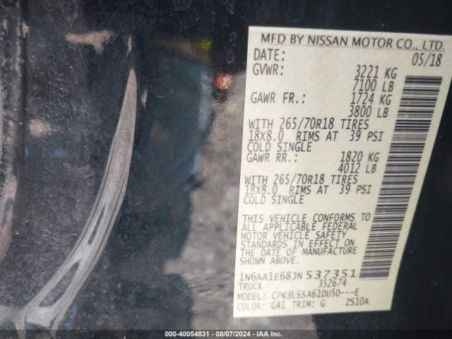 Photo 8 VIN: 1N6AA1E68JN537351 - NISSAN TITAN 