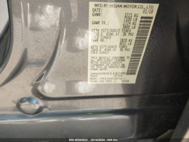 Photo 8 VIN: 1N6AA1E69JN519280 - NISSAN TITAN 