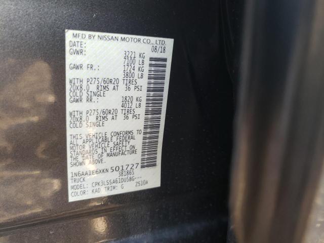 Photo 11 VIN: 1N6AA1E6XKN501727 - NISSAN TITAN PLAT 