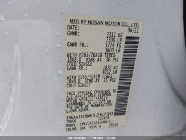 Photo 8 VIN: 1N6AA1EC9MN526790 - NISSAN TITAN 