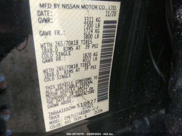 Photo 8 VIN: 1N6AA1ED2MN510827 - NISSAN TITAN 