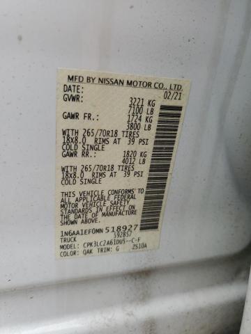 Photo 12 VIN: 1N6AA1EF0MN518927 - NISSAN TITAN 