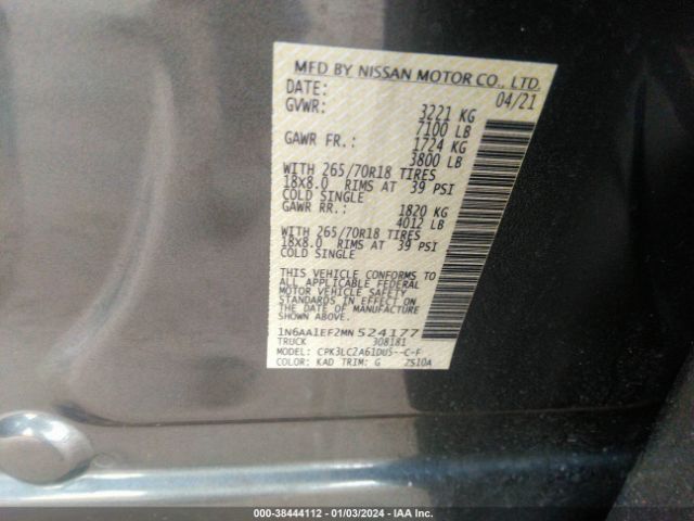 Photo 8 VIN: 1N6AA1EF2MN524177 - NISSAN TITAN 