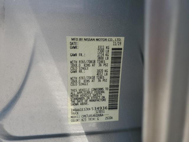 Photo 12 VIN: 1N6AA1EJ2KN534936 - NISSAN TITAN S 