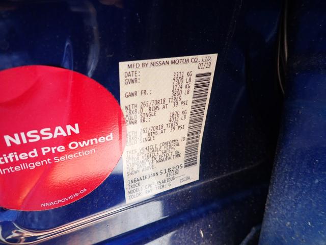 Photo 9 VIN: 1N6AA1EJ4KN518205 - NISSAN TITAN 