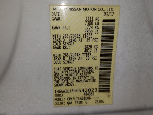 Photo 9 VIN: 1N6AA1EJ7HN542023 - NISSAN TITAN S 