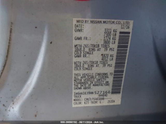 Photo 8 VIN: 1N6AA1EJ9HN527166 - NISSAN TITAN 