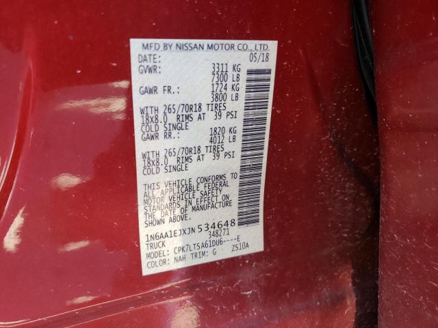 Photo 9 VIN: 1N6AA1EJXJN534648 - NISSAN TITAN S 