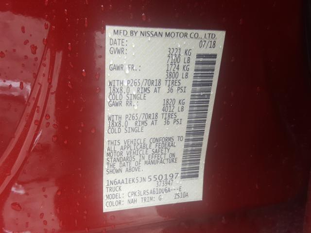 Photo 9 VIN: 1N6AA1EK5JN550197 - NISSAN TITAN S 