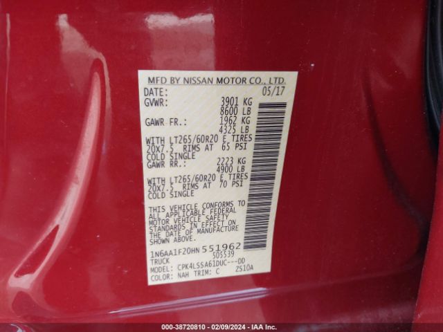 Photo 8 VIN: 1N6AA1F20HN551962 - NISSAN TITAN XD 