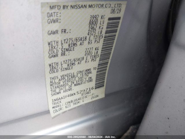 Photo 8 VIN: 1N6AA1F46KN529716 - NISSAN TITAN 