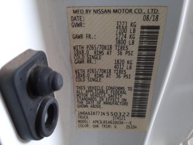 Photo 9 VIN: 1N6AA1R77JN550322 - NISSAN TITAN S 