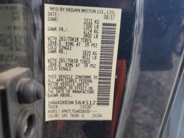 Photo 11 VIN: 1N6AA1R81HN564512 - NISSAN TITAN S 