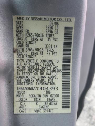 Photo 12 VIN: 1N6AD06U27C404393 - NISSAN FRONTIER 