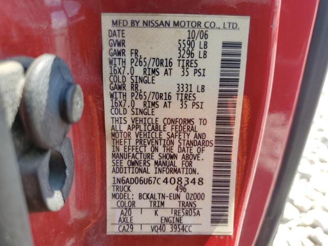 Photo 12 VIN: 1N6AD06U67C408348 - NISSAN FRONTIER K 