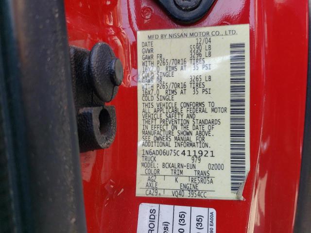 Photo 11 VIN: 1N6AD06U75C411921 - NISSAN FRONTIER K 