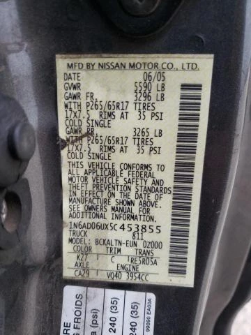 Photo 11 VIN: 1N6AD06UX5C453855 - NISSAN FRONTIER K 