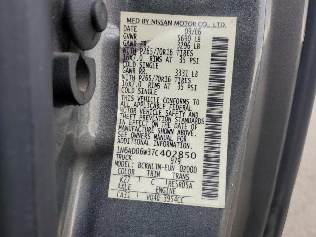 Photo 11 VIN: 1N6AD06W37C402850 - NISSAN FRONTIER K 