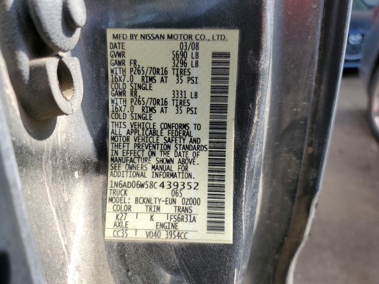 Photo 11 VIN: 1N6AD06W58C439352 - NISSAN NAVARA (FRONTIER) 