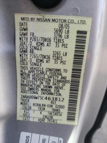 Photo 9 VIN: 1N6AD06W75C463812 - NISSAN FRONTIER K 