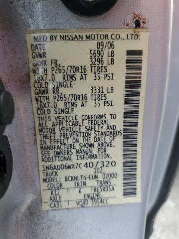 Photo 11 VIN: 1N6AD06WX7C407320 - NISSAN FRONTIER K 