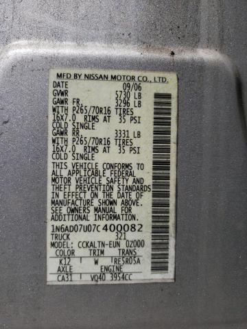 Photo 11 VIN: 1N6AD07U07C400082 - NISSAN FRONTIER C 