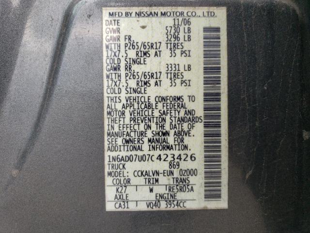 Photo 11 VIN: 1N6AD07U07C423426 - NISSAN FRONTIER C 