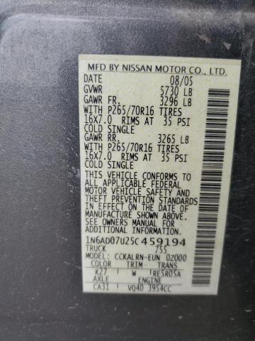 Photo 11 VIN: 1N6AD07U25C459194 - NISSAN FRONTIER 