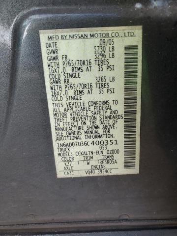 Photo 11 VIN: 1N6AD07U36C400351 - NISSAN FRONTIER C 