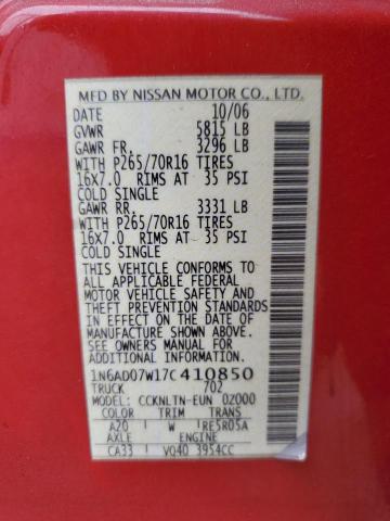 Photo 11 VIN: 1N6AD07W17C410850 - NISSAN FRONTIER 