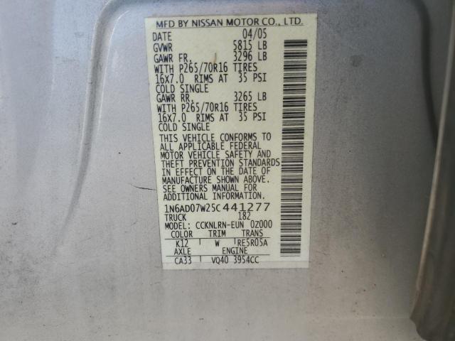 Photo 12 VIN: 1N6AD07W25C441277 - NISSAN FRONTIER C 