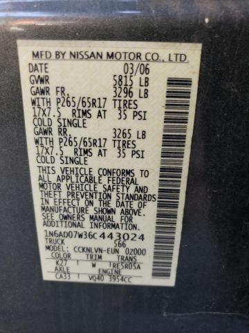 Photo 11 VIN: 1N6AD07W36C443024 - NISSAN FRONTIER 