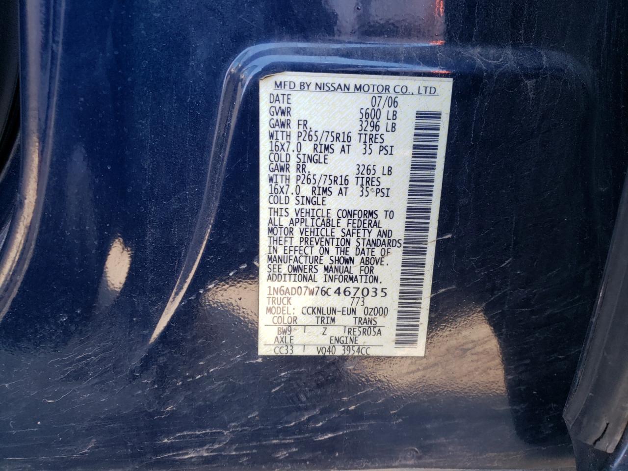 Photo 11 VIN: 1N6AD07W76C467035 - NISSAN NAVARA (FRONTIER) 