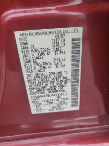 Photo 11 VIN: 1N6AD07W78C401412 - NISSAN FRONTIER C 